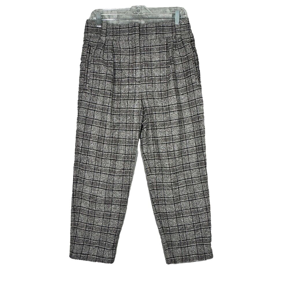 Reiss‎ Pants Womens 6 Gray Black Arya Checkered Trouser Italian Fabric Business